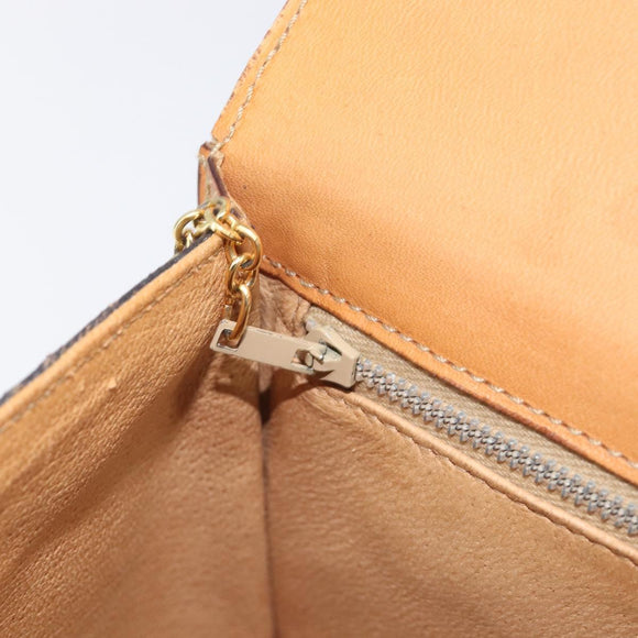 CELINE Macadam Hand Bag PVC Beige Gold Tone Auth 213815