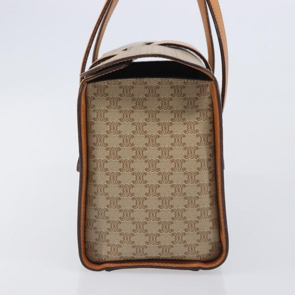 CELINE Macadam Hand Bag PVC Beige Gold Tone Auth 213815
