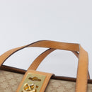 CELINE Macadam Hand Bag PVC Beige Gold Tone Auth 213815-8