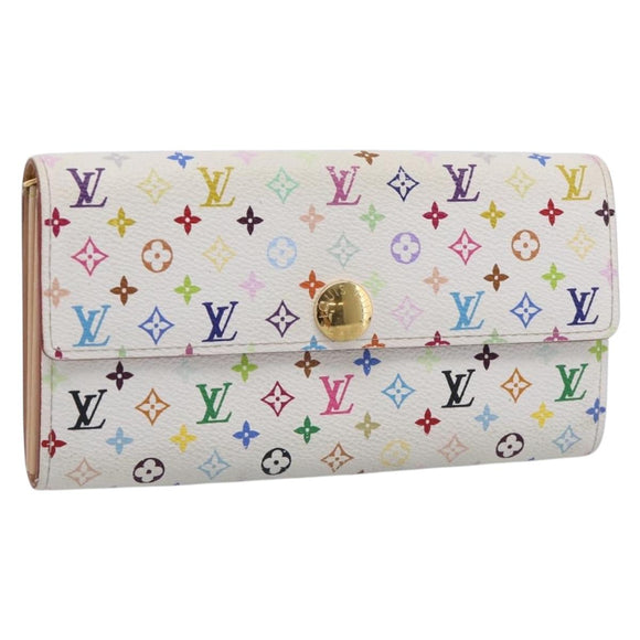 LOUIS VUITTON Monogram Multicolor Portefeiulle Sarah White M93532 LV Auth 213821