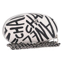 CHANEL Sunglasses Case Chain Neck Pouch Leather White Silver CC Auth 213823SAM-1