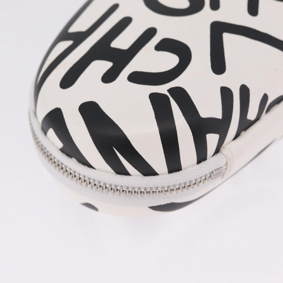 CHANEL Sunglasses Case Chain Neck Pouch Leather White Silver CC Auth 213823SAM