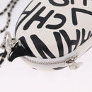 CHANEL Sunglasses Case Chain Neck Pouch Leather White Silver CC Auth 213823SAM-12