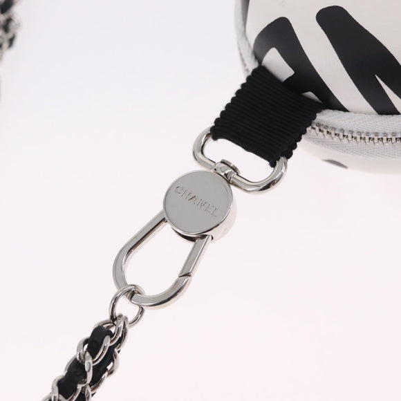 CHANEL Sunglasses Case Chain Neck Pouch Leather White Silver CC Auth 213823SAM