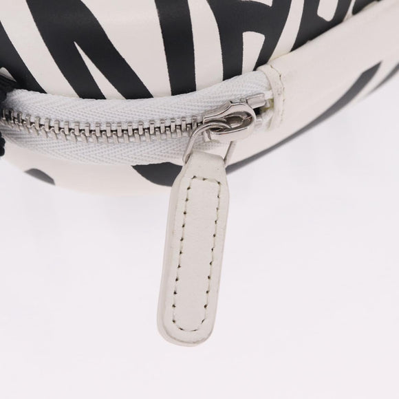 CHANEL Sunglasses Case Chain Neck Pouch Leather White Silver CC Auth 213823SAM