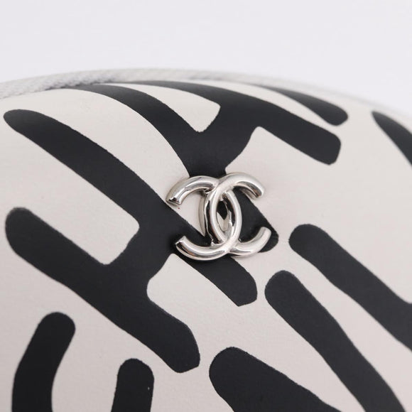 CHANEL Sunglasses Case Chain Neck Pouch Leather White Silver CC Auth 213823SAM