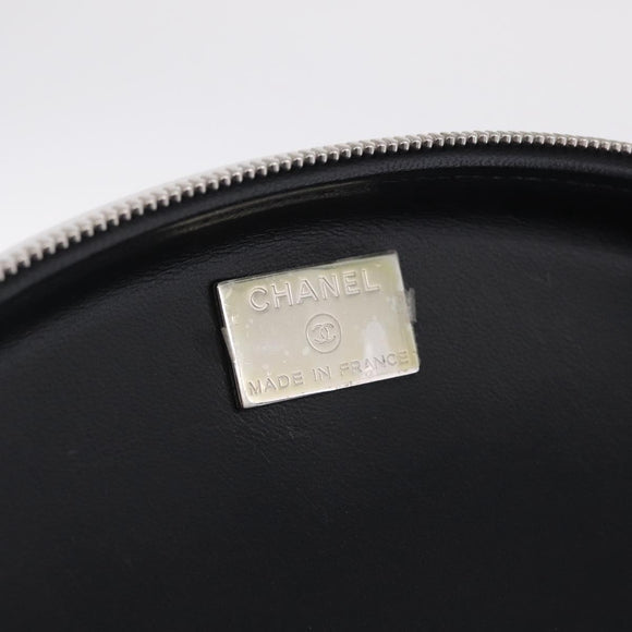 CHANEL Sunglasses Case Chain Neck Pouch Leather White Silver CC Auth 213823SAM