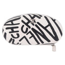 CHANEL Sunglasses Case Chain Neck Pouch Leather White Silver CC Auth 213823SAM-2