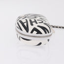 CHANEL Sunglasses Case Chain Neck Pouch Leather White Silver CC Auth 213823SAM-4