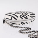 CHANEL Sunglasses Case Chain Neck Pouch Leather White Silver CC Auth 213823SAM-6
