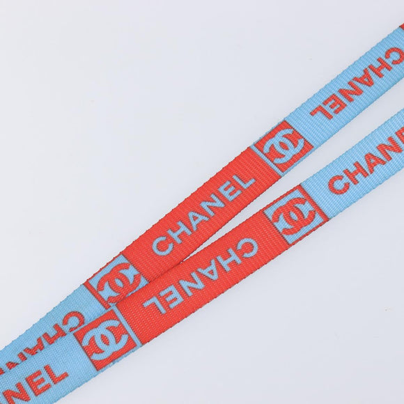CHANEL Sports Line Neck Strap Canvas Light Blue Silver CC Auth 213824V