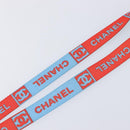 CHANEL Sports Line Neck Strap Canvas Light Blue Silver CC Auth 213824V-7