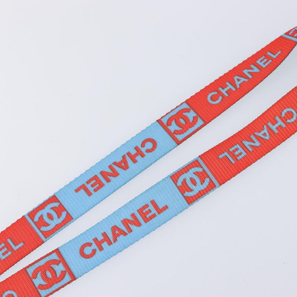 CHANEL Sports Line Neck Strap Canvas Light Blue Silver CC Auth 213824V