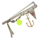 LOUIS VUITTON Brooch Metal Lime Green Silver tone LV Auth 213825M-1