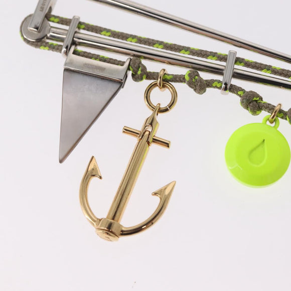 LOUIS VUITTON Brooch Metal Lime Green Silver tone LV Auth 213825M
