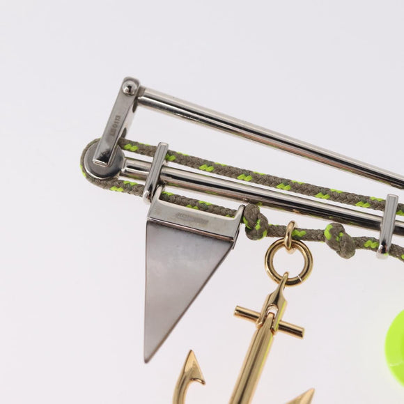 LOUIS VUITTON Brooch Metal Lime Green Silver tone LV Auth 213825M