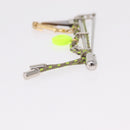 LOUIS VUITTON Brooch Metal Lime Green Silver tone LV Auth 213825M-13