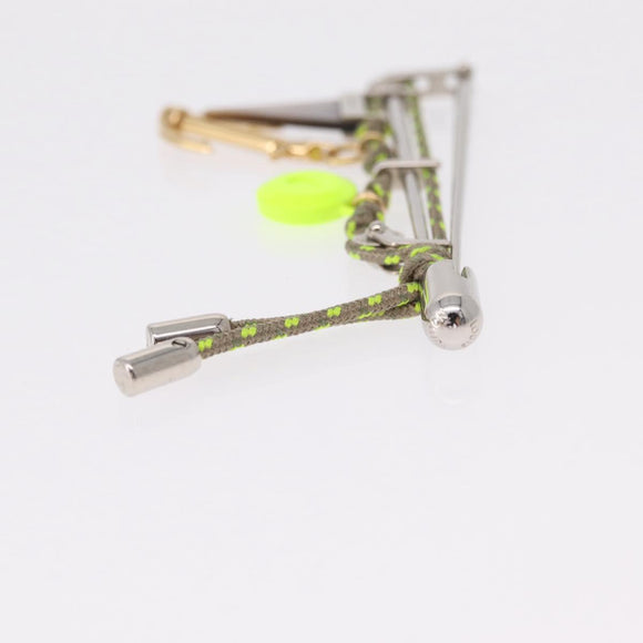 LOUIS VUITTON Brooch Metal Lime Green Silver tone LV Auth 213825M
