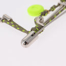 LOUIS VUITTON Brooch Metal Lime Green Silver tone LV Auth 213825M-14