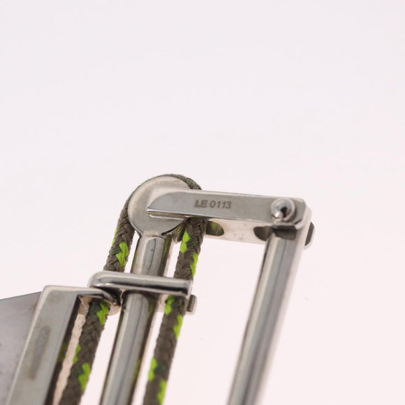 LOUIS VUITTON Brooch Metal Lime Green Silver tone LV Auth 213825M