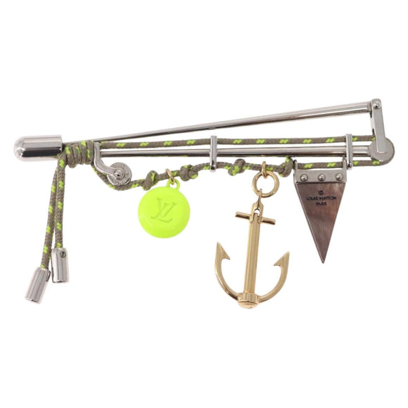 LOUIS VUITTON Brooch Metal Lime Green Silver tone LV Auth 213825M