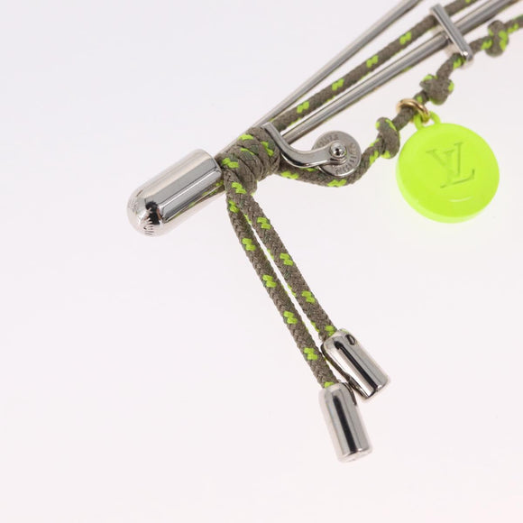 LOUIS VUITTON Brooch Metal Lime Green Silver tone LV Auth 213825M