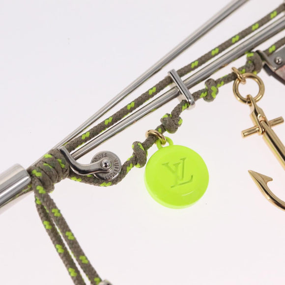 LOUIS VUITTON Brooch Metal Lime Green Silver tone LV Auth 213825M