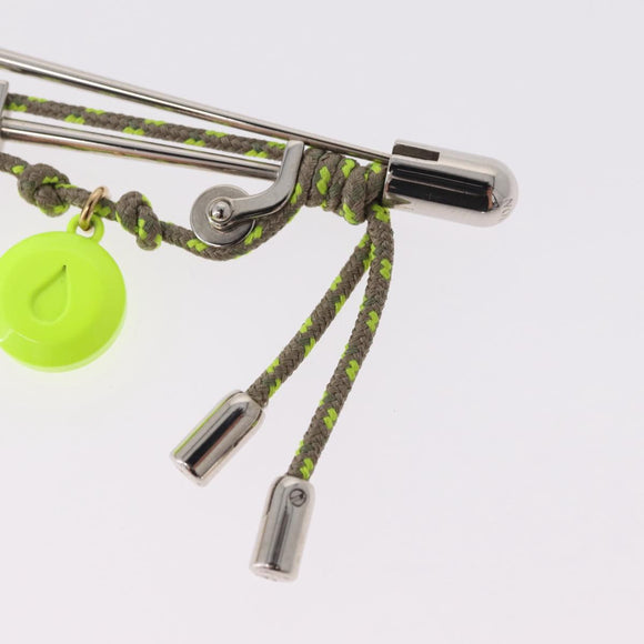 LOUIS VUITTON Brooch Metal Lime Green Silver tone LV Auth 213825M