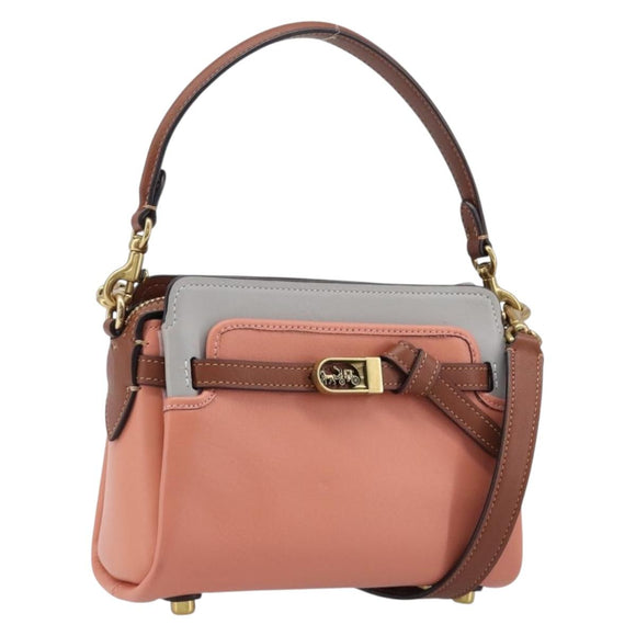 Coach Shoulder Bag Leather 2way Pink Gold Tone Auth 213832A