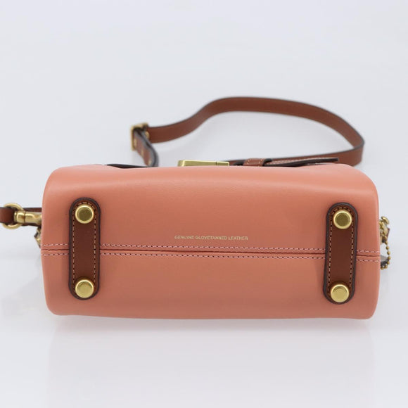 Coach Shoulder Bag Leather 2way Pink Gold Tone Auth 213832A