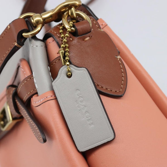 Coach Shoulder Bag Leather 2way Pink Gold Tone Auth 213832A