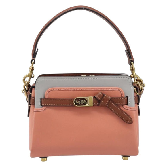 Coach Shoulder Bag Leather 2way Pink Gold Tone Auth 213832A