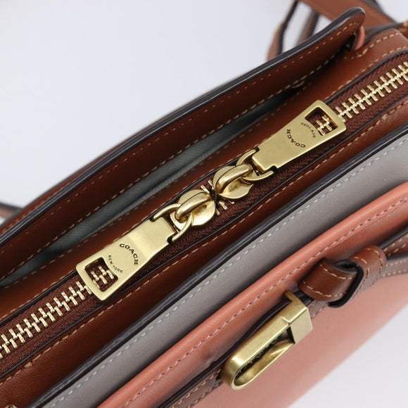 Coach Shoulder Bag Leather 2way Pink Gold Tone Auth 213832A