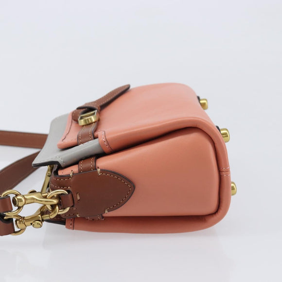 Coach Shoulder Bag Leather 2way Pink Gold Tone Auth 213832A