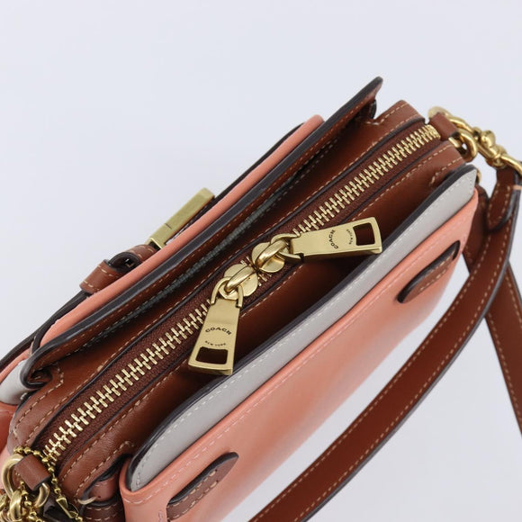 Coach Shoulder Bag Leather 2way Pink Gold Tone Auth 213832A