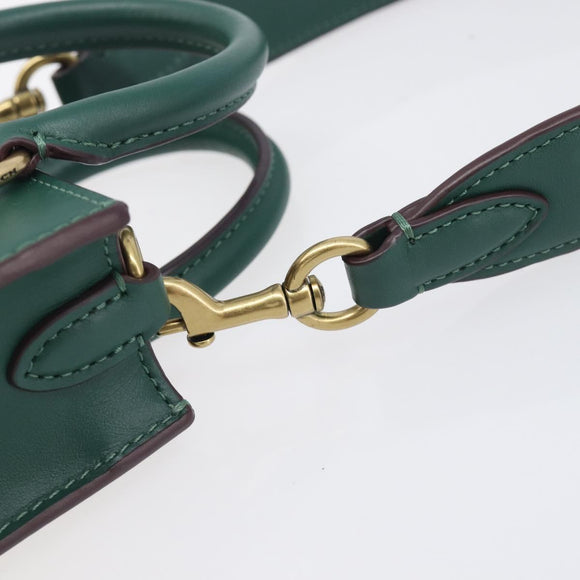 Coach Disney Collaboration Shoulder Bag Leather Green Gold Tone Auth 213833A