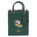 Coach Disney Collaboration Shoulder Bag Leather Green Gold Tone Auth 213833A-2