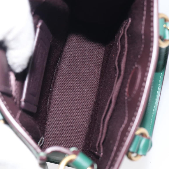 Coach Disney Collaboration Shoulder Bag Leather Green Gold Tone Auth 213833A