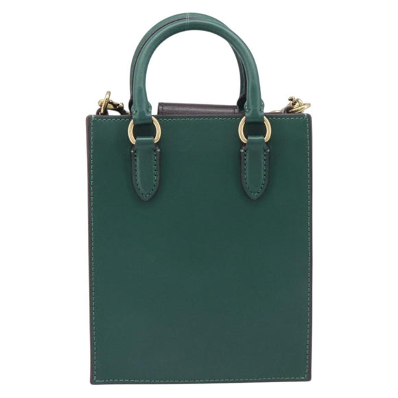 Coach Disney Collaboration Shoulder Bag Leather Green Gold Tone Auth 213833A