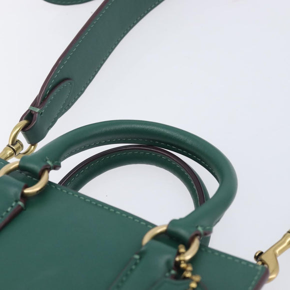 Coach Disney Collaboration Shoulder Bag Leather Green Gold Tone Auth 213833A