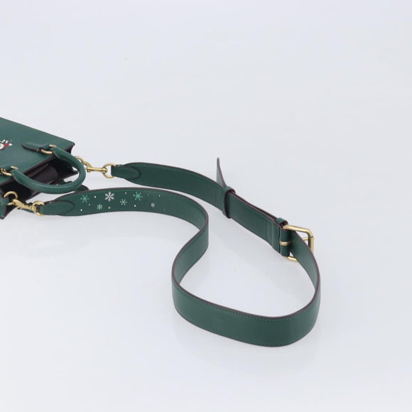 Coach Disney Collaboration Shoulder Bag Leather Green Gold Tone Auth 213833A
