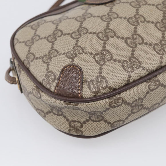 GUCCI GG Supreme Web Sherry Line Bag PVC Beige Gold 156 02 066 Auth 213854