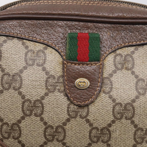GUCCI GG Supreme Web Sherry Line Bag PVC Beige Gold 156 02 066 Auth 213854