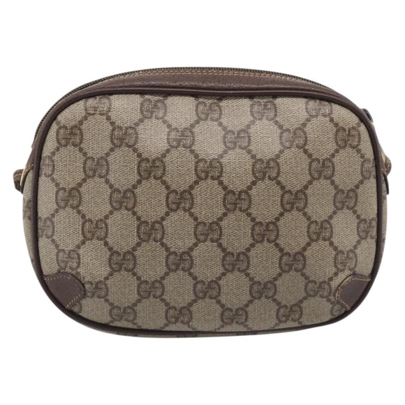 GUCCI GG Supreme Web Sherry Line Bag PVC Beige Gold 156 02 066 Auth 213854