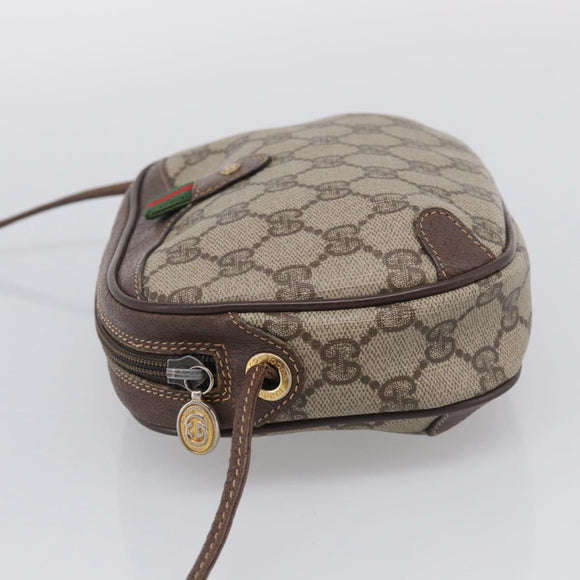 GUCCI GG Supreme Web Sherry Line Bag PVC Beige Gold 156 02 066 Auth 213854