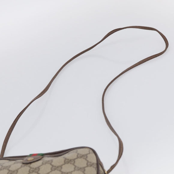 GUCCI GG Supreme Web Sherry Line Bag PVC Beige Gold 156 02 066 Auth 213854