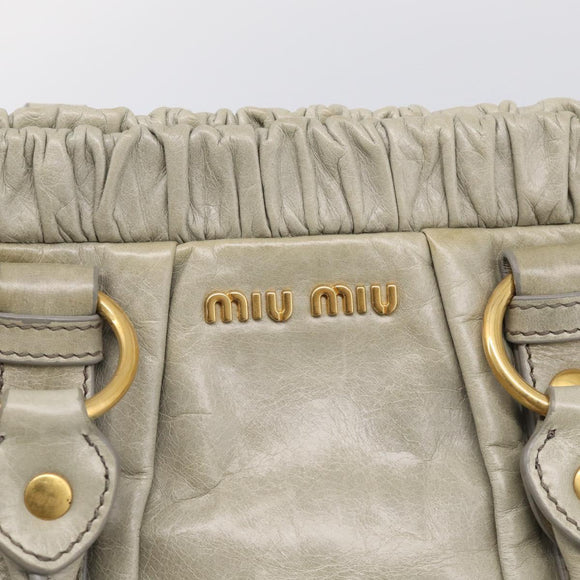 Miu Miu Hand Bag Vitellolux 2way Green Gold Auth 213883M