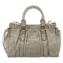 Miu Miu Hand Bag Vitellolux 2way Green Gold Auth 213883M-2