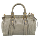 Miu Miu Hand Bag Vitellolux 2way Green Gold Auth 213883M-3