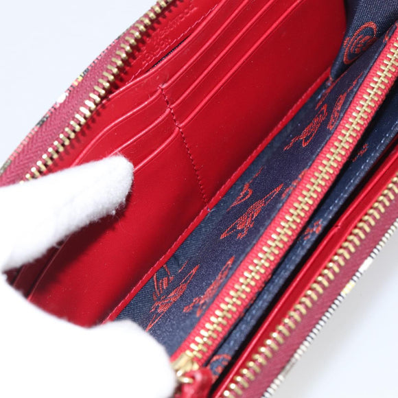 Vivienne Westwood Long Wallet PVC Canvas Red Gold Auth 213887A